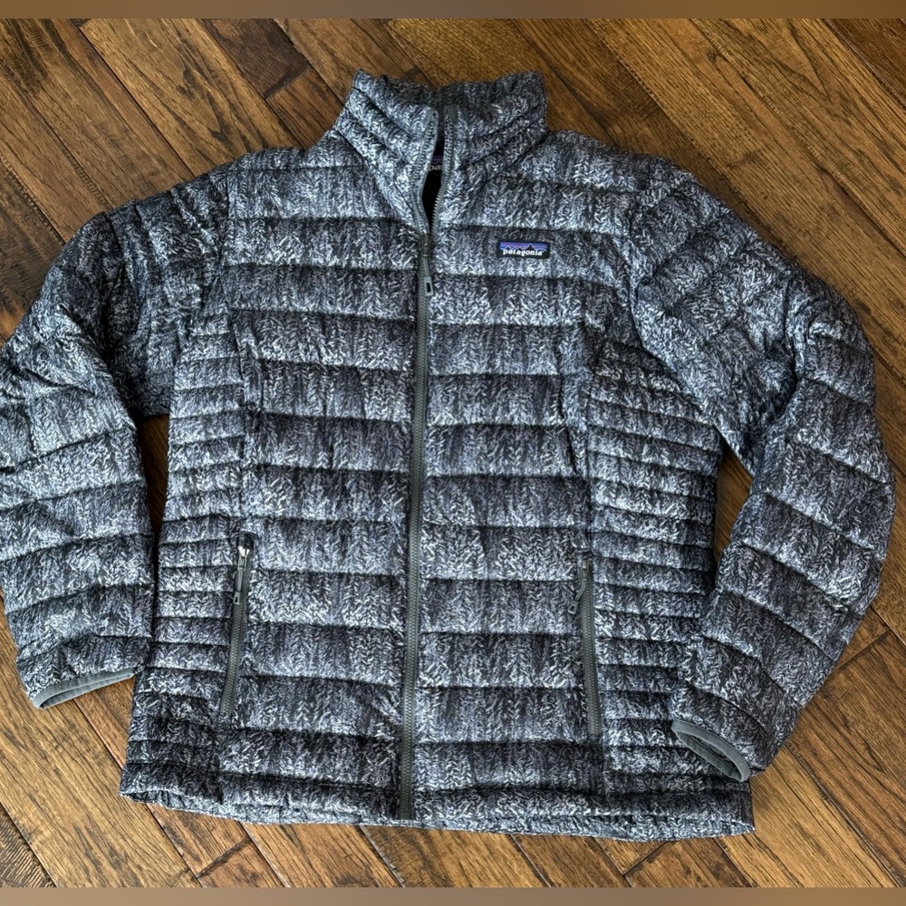 Women's PATAGONIA Quilted Down Puffer Jacket Sweater Forestland RARE L Large